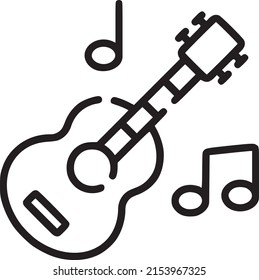 Playing guitar vector icon, musical instrument, music notes, classical guitar icon for web and mobile apps. EPS