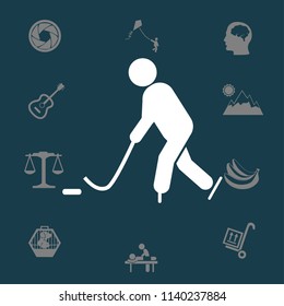 Playing hockey vector icon