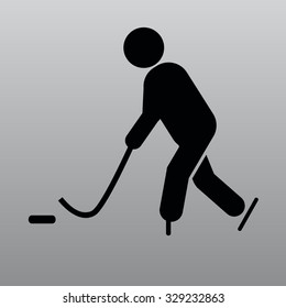 Playing hockey vector icon
