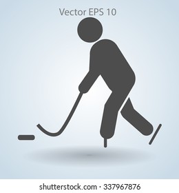 Playing hockey vector icon