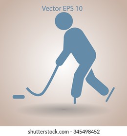 Playing hockey vector icon