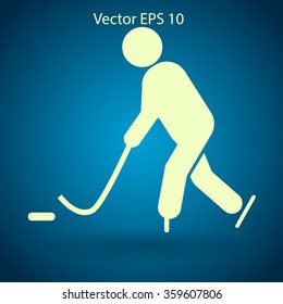 Playing hockey vector icon