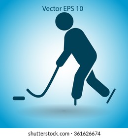 Playing hockey vector icon