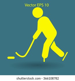 Playing hockey vector icon