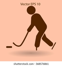 Playing hockey vector icon