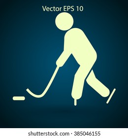 Playing hockey vector icon