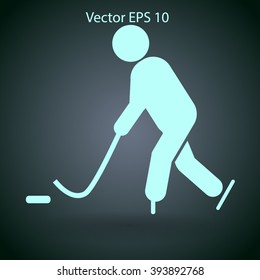 Playing hockey vector icon