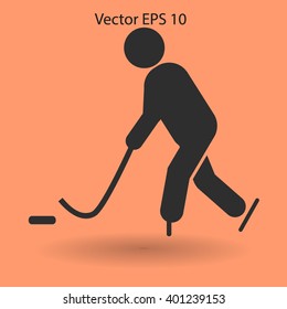 Playing hockey vector icon