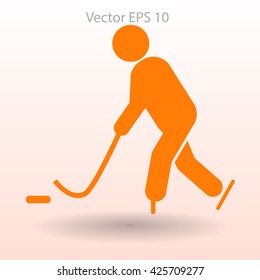 Playing hockey vector icon