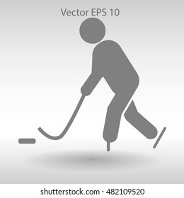 Playing hockey vector icon