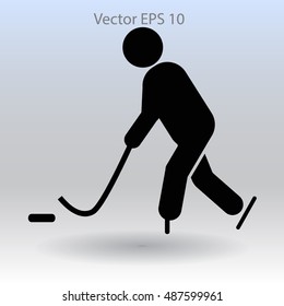 Playing hockey vector icon