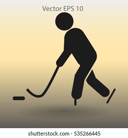 Playing hockey vector icon