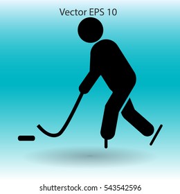 Playing hockey vector icon