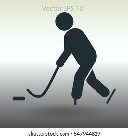 Playing hockey vector icon