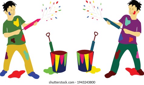 Playing Holi | Colour Spash Illustration Vector