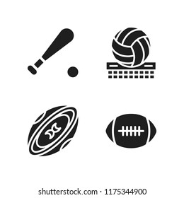 playing icon. 4 playing vector icons set. volleyball, baseball and rugby icons for web and design about playing theme