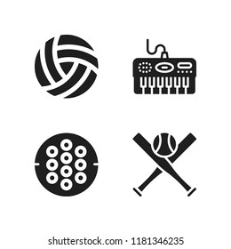 playing icon. 4 playing vector icons set. volleyball, baseball and hockey icons for web and design about playing theme