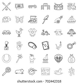 Playing icons set. Outline style of 36 playing vector icons for web isolated on white background