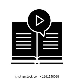 Das Spielen von Informationen schwarz Symbol, Concept Illustration, Vektorillustration flach Symbol, Bildzeichen.
