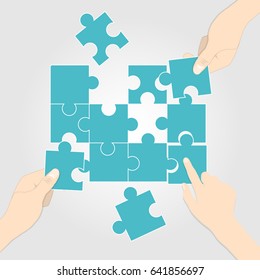 playing jigsaw blank vector