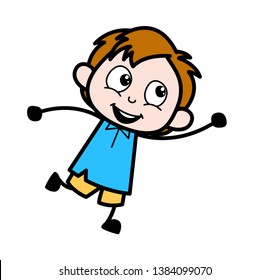 Playing Kid - School Boy Cartoon Character Vector Illustration
