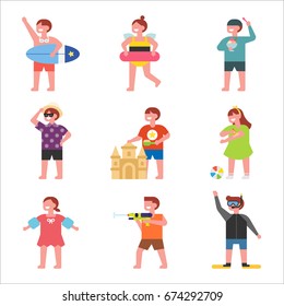 playing kids character vector illustration flat design