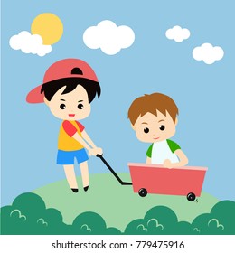 Playing Kids Illustration Vector