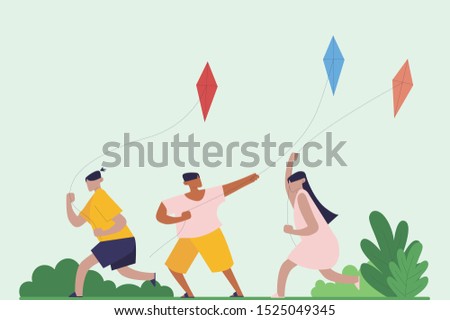 playing kite with Friends in Park