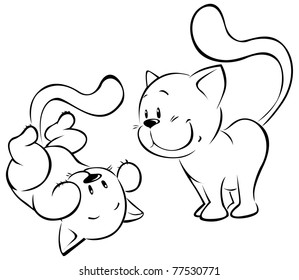 playing kitten sketch