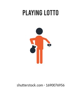 Playing Lotto vector icon on white background. Red and black colored Playing Lotto icon. Simple element illustration sign symbol EPS