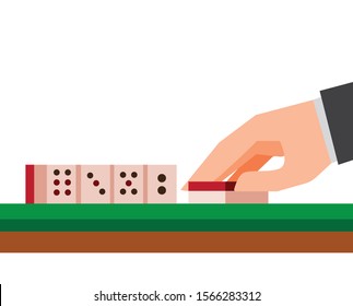 playing mahjong flat illustration vector