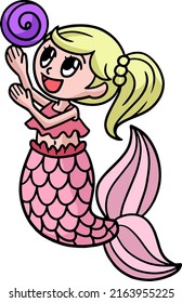 Playing Mermaid Cartoon Colored Clipart