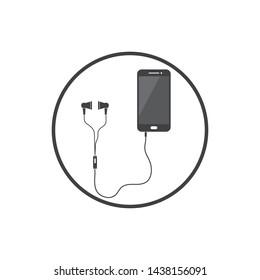 playing music with earphone illustration vector design template