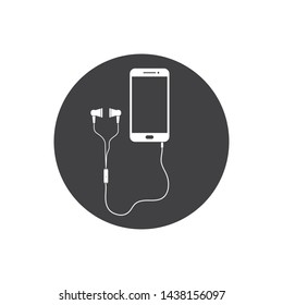 playing music with earphone illustration vector design template