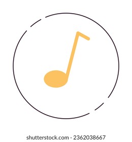 Playing music flat monochrome isolated vector object. Musical note inside circle. Editable black and white line art drawing. Simple outline spot illustration for web graphic design