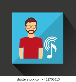 playing music on phone icon, vector illustration