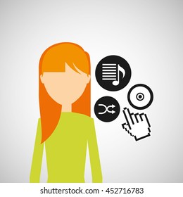 playing music on phone icon, vector illustration