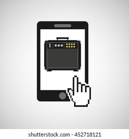 playing music on phone icon, vector illustration