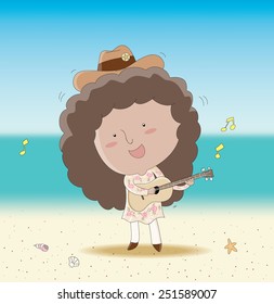 Playing music on the sunny beach