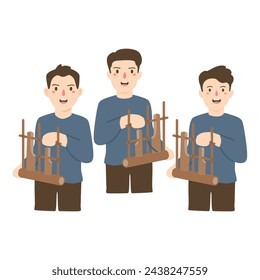 playing musical instrument from Indonesia with the name angklung