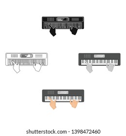 Playing on an electronic keyboard instrument. Synthesizer, Electroorgan single icon in cartoon,black style vector symbol stock illustration web.