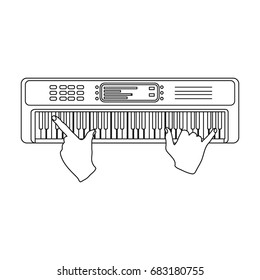 Playing on an electronic keyboard instrument. Synthesizer, Electroorgan single icon in outline style vector symbol stock illustration web.