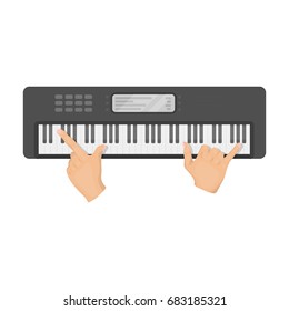 Playing on an electronic keyboard instrument. Synthesizer, Electroorgan single icon in cartoon style vector symbol stock illustration web.
