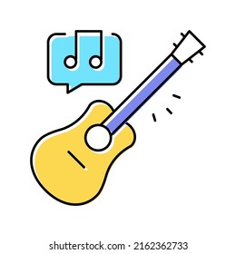 playing on guitar color icon vector. playing on guitar sign. isolated symbol illustration