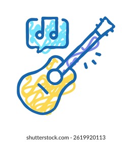 playing on guitar doodle icon sketch vector. playing on guitar sign. isolated symbol illustration