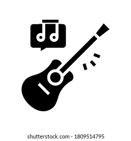 playing on guitar glyph icon vector. playing on guitar sign. isolated contour symbol black illustration