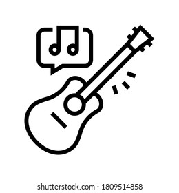 playing on guitar line icon vector. playing on guitar sign. isolated contour symbol black illustration