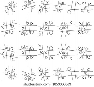 Playing on paper tic-tac-toe. A fun game.