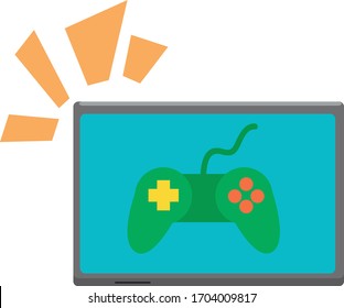 Jugando con el concepto de tableta. Ilustración vectorial. Aplicaciones para smartphones y concepto de medios sociales.