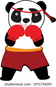 Playing Panda Vector funny animals Cute animals: forest, farm, domestic, polar in cartoon style.